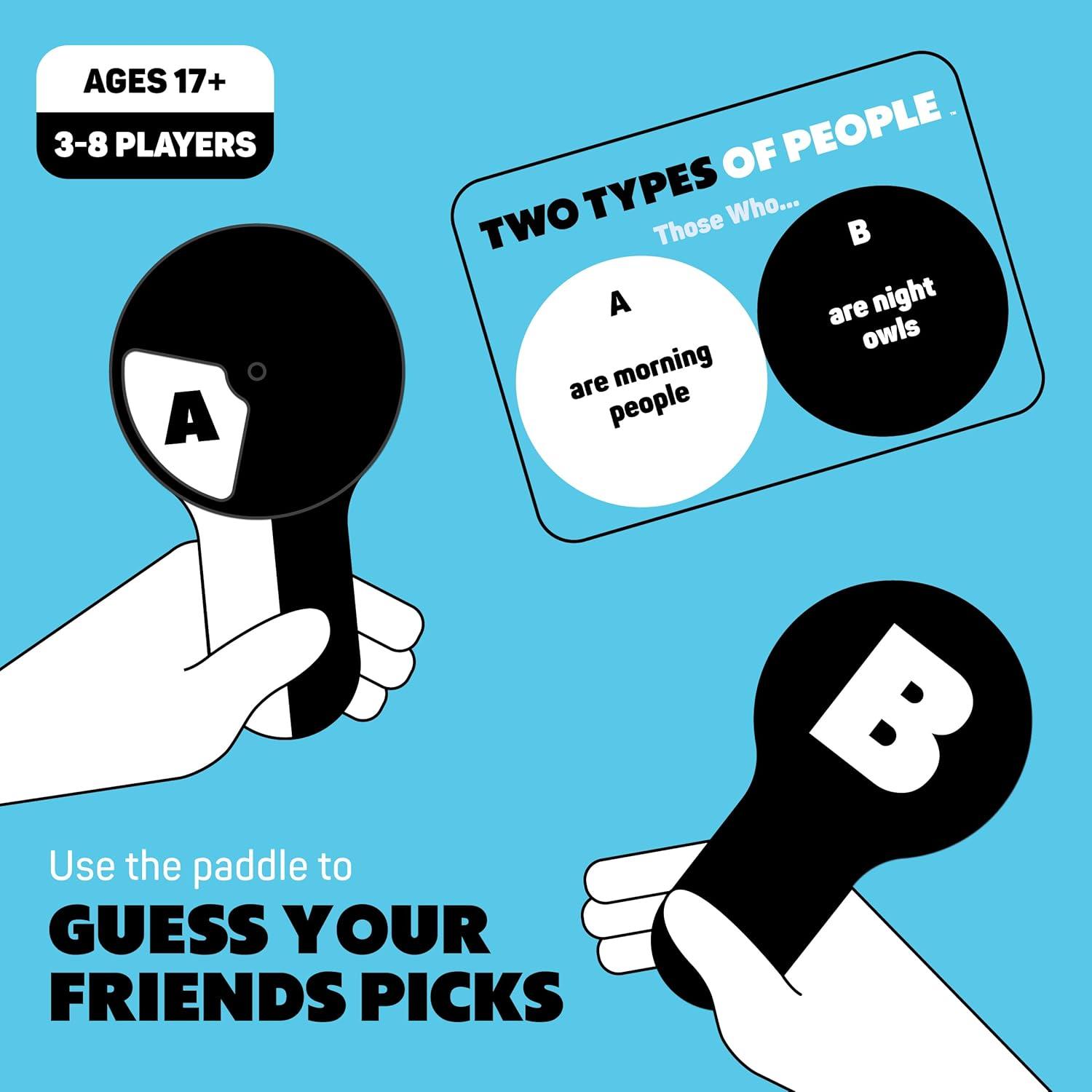 imageWHAT DO YOU MEME Two Types of People by Relatable One of Our Goto Party Games for Adults Perfect Option for Board Games for Adults Includes 300 Type Cards 1 Guessers Paddle 7 Answer Paddles