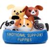 imageWHAT DO YOU MEME Emotional Support Puppies by Relatable Cuddly Stuffed Animals Plushies and Cute Stuff Great Gift Ideas for Loved Ones of All Ages Includes 5 Plushies with Carrying Basket