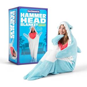 imageCozy Concepts Co Hammerhead Shark Blanket by Relatable Wearable Blanket With Sleeves for Hands Free Convenience Fun and Unique Idea for Room Decor or Gifts Comfortable Oversized 65quot Throw BlanketShark