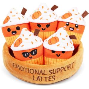 imageEmotional Support Dumplings by Relatable Cuddly Stuffed Animals and Toys Squishy Toys and Plushies Great Gift Ideas for Loved Ones of All Ages Includes 5 Plushies with Carrying BasketLatte
