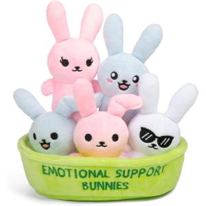 imageEmotional Support Dumplings by Relatable Cuddly Stuffed Animals and Toys Squishy Toys and Plushies Great Gift Ideas for Loved Ones of All Ages Includes 5 Plushies with Carrying BasketBunnies