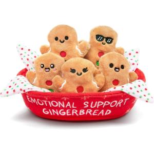 imageEmotional Support Gingerbread by Relatable Christmas Stuffed Animals Great Gingerbread Man Gifts Funny Gifts or Cute Christmas Decor Includes 5 Gingerbread Plushies with Carrying Basket