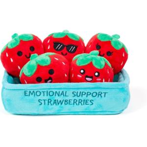 imageEmotional Support Strawberries by Relatable Cuddly Stuffed Animals and Toys Squishy Toys and Plushies Great Gift Ideas for Loved Ones of All Ages Includes 5 Plushies with Carrying BasketOne size