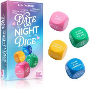 imageLets Get Deep Date Night Dice by Relatable Roll for 200 Unique Date Night Ideas Gifts and Wedding Gifts for Couples Includes 4 Custom Dice and Instructions Designed for Couples Ages 18
