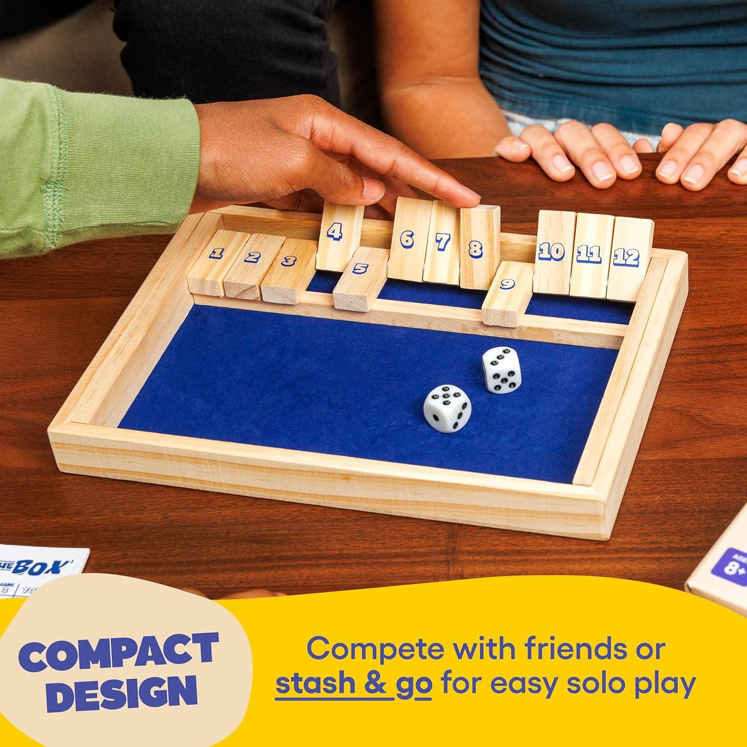 imageShut The Box by Relatable The Classic Choice for Tabletop Games Math Games Board Games for Kids and Adults and Strategy Games Includes 2 Dice 1 Wooden Box 1 Scorepad and Instructions
