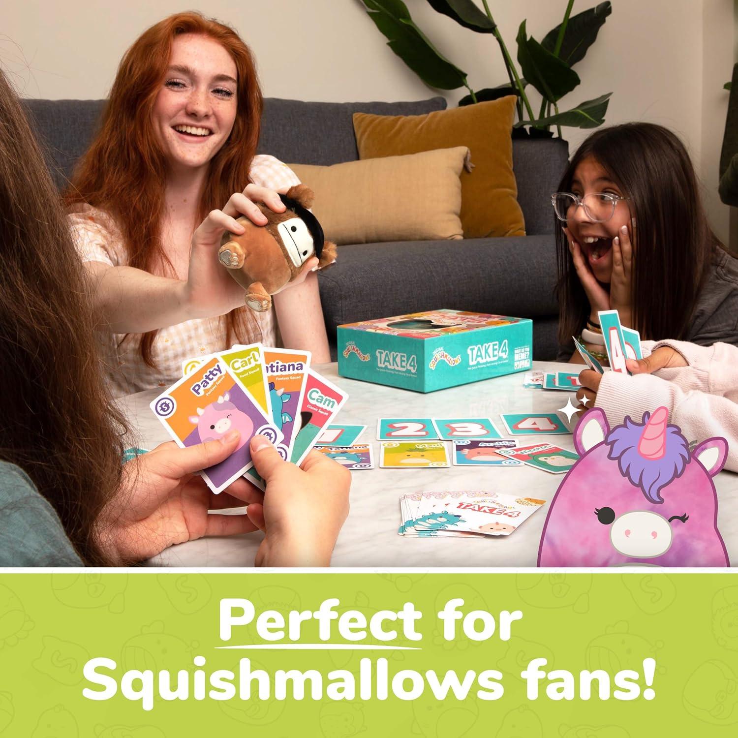 imageWHAT DO YOU MEME Squishmallows Take4 by Relatable Fun Card Games for Family Game Night Great for Kids Games Fun Gifts Includes 1 Exclusive Collectible Squishmallows 84 Cards and Instructions
