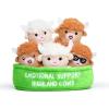 imageWHAT DO YOU MEME Emotional Support Highland Cows by Relatable Cuddly Stuffed Animals Plushies and Cute Stuff Great Gift Ideas for Loved Ones of All Ages Includes 5 Toys with Carrying Basket