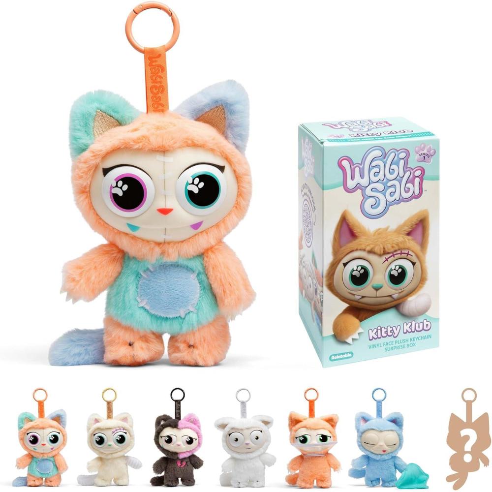 imageWabiSabi Kitty Club Blind Box by Relatable  Soft Collectible Blind Box Figures Plush on a Keychain for Kids Teens and Collectors  Includes 1 Single Mystery Plush